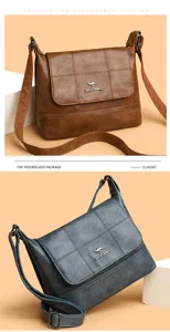 Vintage soft leather shoulder bag for women, classic crossbody design with multi-compartments.