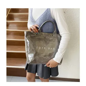 Borsa shopper trasparente in PVC stile coreano, grande borsa a mano casual impermeabile da donna.