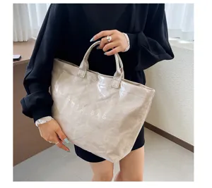 Borsa tote grande impermeabile in PVC stile coreano, elegante borsa a mano shopping dettaglio.
