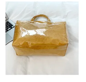 Borsa shopper impermeabile in PVC per donna, grande borsa jelly con design elegante.