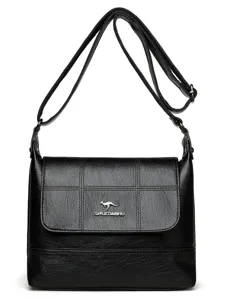 Classic retro soft leather crossbody bag for middle-aged women, elegant single shoulder bag.