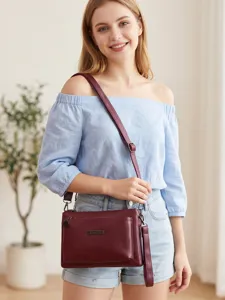 Women's Fashion PU Leather Crossbody Bag Multi-Pocket Shoulder Handbag Phone Wallet Small Bag