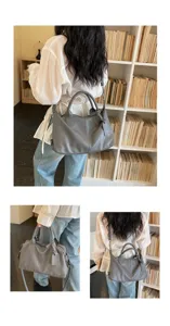 Vintage soft leather shoulder bag for women, large capacity casual crossbody handbag, grey tote.