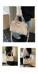 Vintage soft leather shoulder bag casual crossbody tote for women daily stylish handbag
