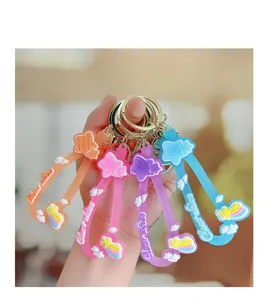 Colorful silicone rainbow star keychain cute cloud wrist strap charm gift pendant accessory