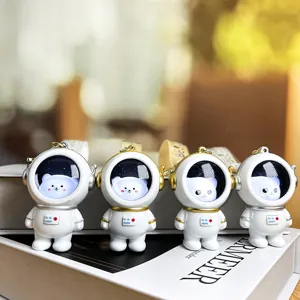 Luminous astronaut bear keychain cute night light backpack pendant student couple gift