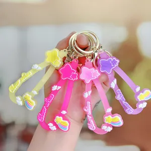 Colorful silicone star keychain with cloud rainbow design cute accessory for keys and bags gift