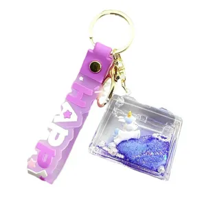 Leuke eenhoorn vloeibare sleutelhanger met glitters leuke tas hanger voor meisjes