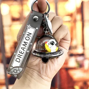 Astronaut keychain floating spaceship pendant cute couple bag charm creative space gift idea
