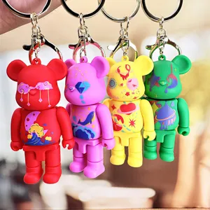 Kleurrijke beren sleutelhanger set, schattige cartoon figuur hanger voor tassen en autosleutels.