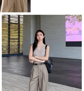 Ceinture femme mode casual en cuir PU avec boucle métallique pour look quotidien.