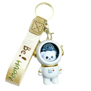 Luminous astronaut bear keychain cute spaceman glowing night light bag pendant decor