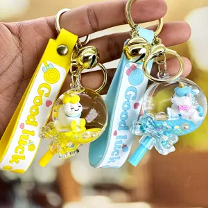 Cute liquid quicksand bottle keychain, lollipop and unicorn bag pendant for students and couples.