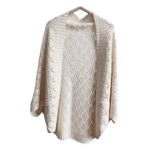 Casual hollow knit cardigan for women, stylish oversized outerwear, perfect for daily wear.
