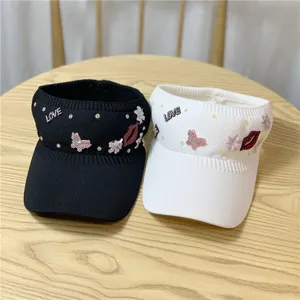 Cappello visiera da sole lavorato a maglia strass amore farfalla labbra estate