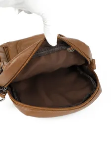 Retro washed leather crossbody bag casual lightweight mobile phone shoulder bag main view