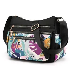 Women multi pocket nylon crossbody shoulder bag casual daily travel handbag with zipper