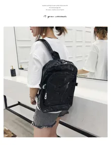 Summer waterproof transparent backpack for men and women, black PVC jelly school bag.