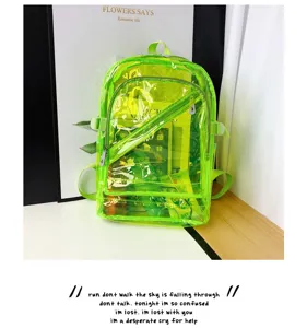 Transparent Neon Green PVC Jelly Backpack Waterproof Large Capacity School Bag for Students