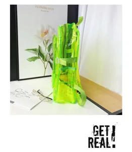 Transparent PVC waterproof backpack stylish neon green school bag large capacity casual daypack