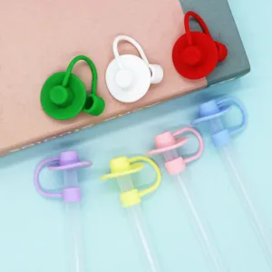 Colorful silicone cowboy hat straw covers 10mm dust plugs reusable tumbler straw toppers