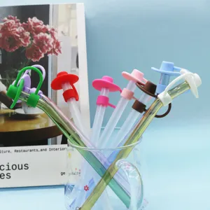 Colorful silicone cowboy hat straw covers, 10mm dust-proof tips for tumbler cups.