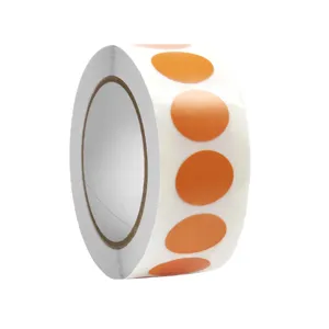 Rouleau d'autocollants ronds orange de 19mm, étiquettes adhésives pour marquage et classement.
