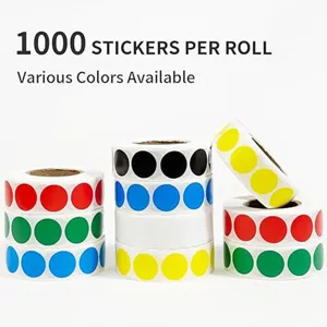 Rouleaux d'autocollants ronds colorés, étiquettes adhésives 19 mm pour trier et marquer.