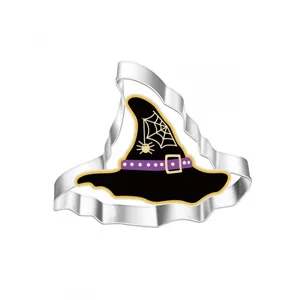 Stainless steel Halloween witch hat cookie cutter for DIY baking and festive party treats.