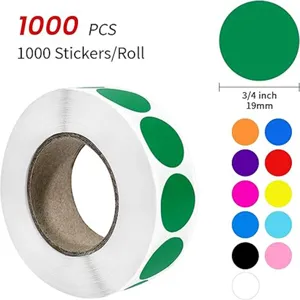 1000pcs 19mm autocollants ronds colles en rouleau etiquettes de marquage colorees