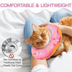 Soft donut cat cone collar, comfortable recovery Elizabethan pet neck suit for cats.