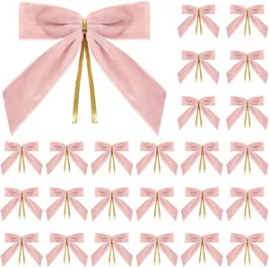 Pink velvet bow Christmas tree hanging decoration gift box wedding party ornament item