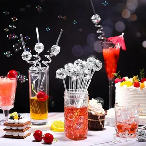 Discobal cocktail roerstaafjes 3cm spiegelbal drank roerstaaf voor feest bar decor benodigd