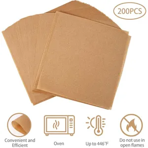 200pcs disposable parchment paper baking sheets unbleached non-stick oilproof for oven cooking