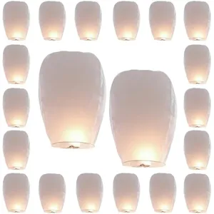 Linternas volantes blancas lamparas de deseos ignifugas ovaladas globos para fiestas 20 uds
