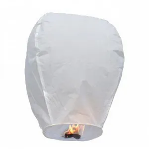 Linterna de cielo blanca para deseos festivos, lampara ovalada de papel ignifugo.