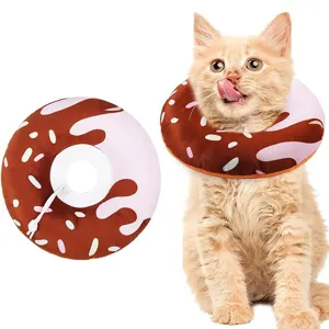Cute Donut Cat Recovery Collar Soft Elizabethan Cone Comfortable Pet Anti-Lick Neck