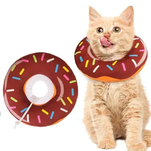 Soft Cat Dog Elizabethan Collar Cute Donut Anti-Lick Pet Recovery Cone Comfort Wear