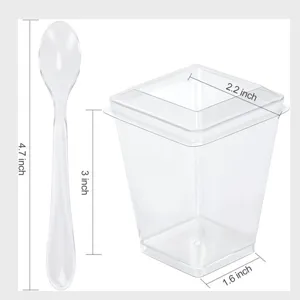 Gobelet dessert plastique transparent cuillère détails de taille spécification fête