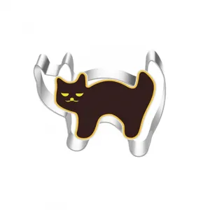 Stainless steel Halloween cat cookie cutter metal mold for baking cute biscuits and pastries.