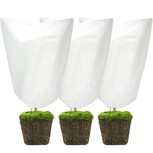 Plant frost protection cover non-woven winter tree winterizing bags 3 pack white color