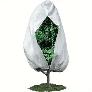 Plant frost cover winter tree protector non-woven fabric cold-proof bag with zipper white