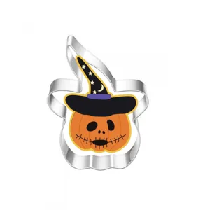 Durable stainless steel Halloween pumpkin witch hat cookie cutter for DIY baking tool.