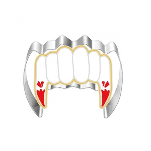 Stainless steel vampire teeth cookie cutter for Halloween baking and DIY pastry shaping.