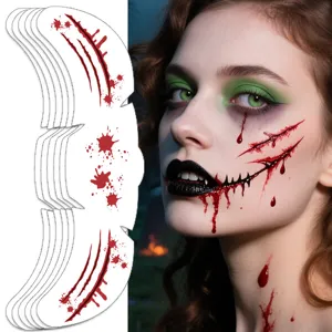 Halloween temporary face tattoo stickers waterproof bloody scar makeup stickers for party.