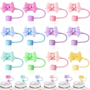 Jolis capuchons de paille avec nœud 10mm en silicone bouchons anti-poussière utiles.