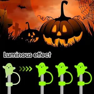 Halloween luminous ghost straw cover dust plug tumbler cup accessories for party use