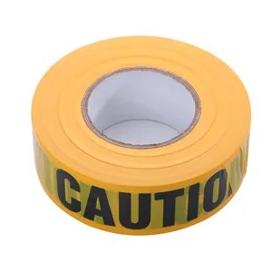 Yellow PE caution tape detail shot, heavy duty warning barrier security safety tape roll.
