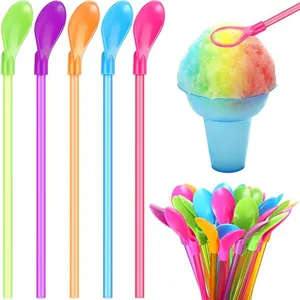 Kreativer Plastik Strohhalm Löffel Zwei in Einem Dualer Zweck Trinkhalm Und Rührlöffel Für Küche Und Bar