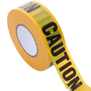 Yellow PE caution tape roll with black CAUTION text, safety warning barrier for event security.